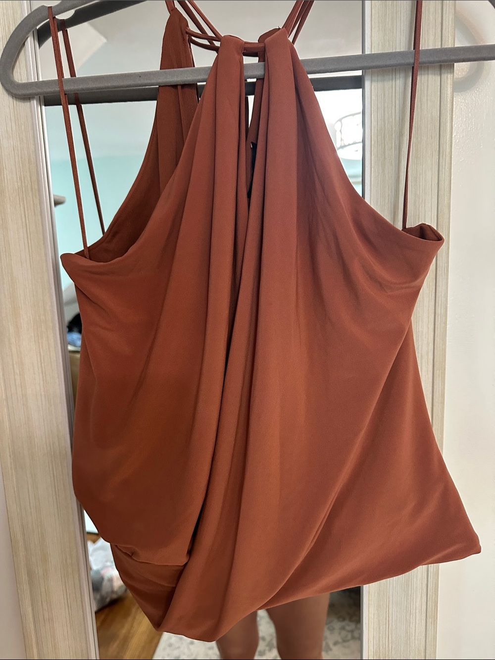 Women's Rust Halter Dress with Draped Front.  NWOT.